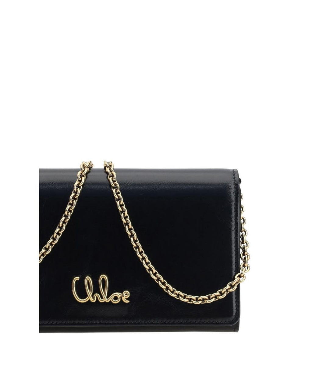 Chloe Alphabet Chain Wallet Women Brown Clutch Bags