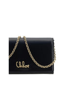 Chloe Alphabet Chain Wallet Women Brown Clutch Bags