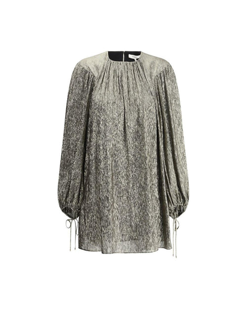 Chloe Metallic Pleated Chiffon Top CHCH25SRO142980YYBB Women Gold Shirts