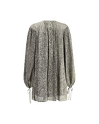 Chloe Metallic Pleated Chiffon Top CHCH25SRO142980YYBB Women Gold Shirts