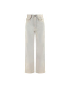 Chloe HighWaisted Straight Leg Cotton Pants Women White