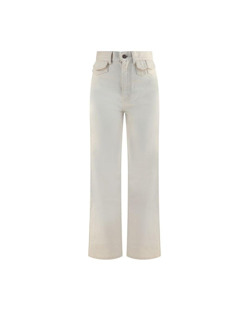 Chloe HighWaisted Straight Leg Cotton Pants Women White