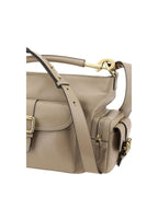 Chloe Woody Small Leather Shoulder Bag Women Gray Handbags