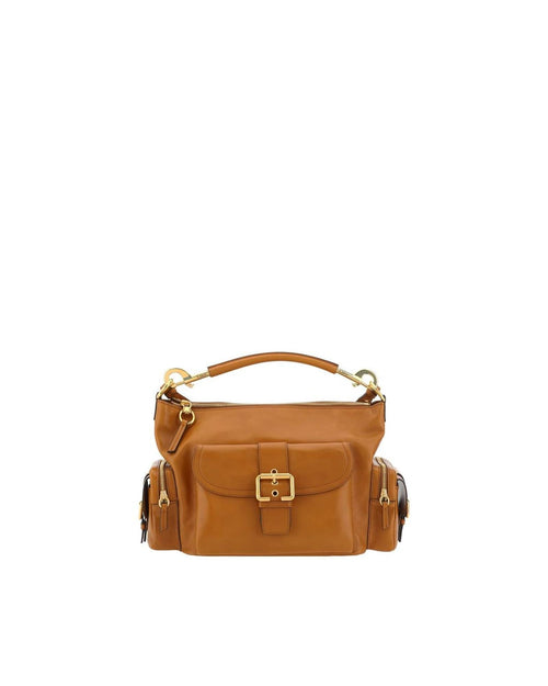 Chloe Woody Medium Leather Shoulder Bag Women Brown Handbags