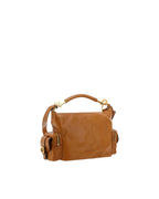 Chloe Woody Medium Leather Shoulder Bag Women Brown Handbags