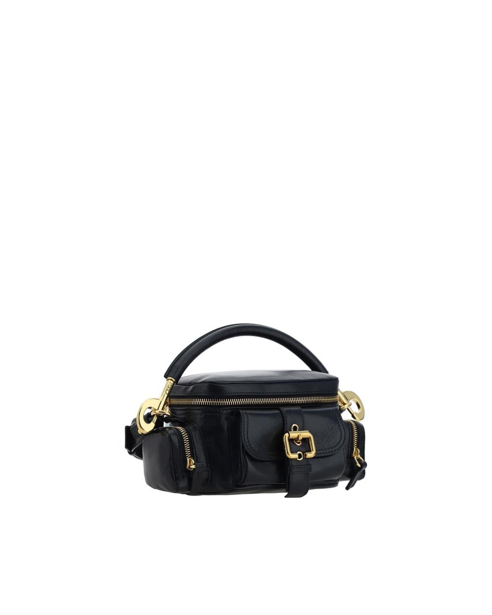 Chloe Woody Small Leather Shoulder Bag Women Black Handbags