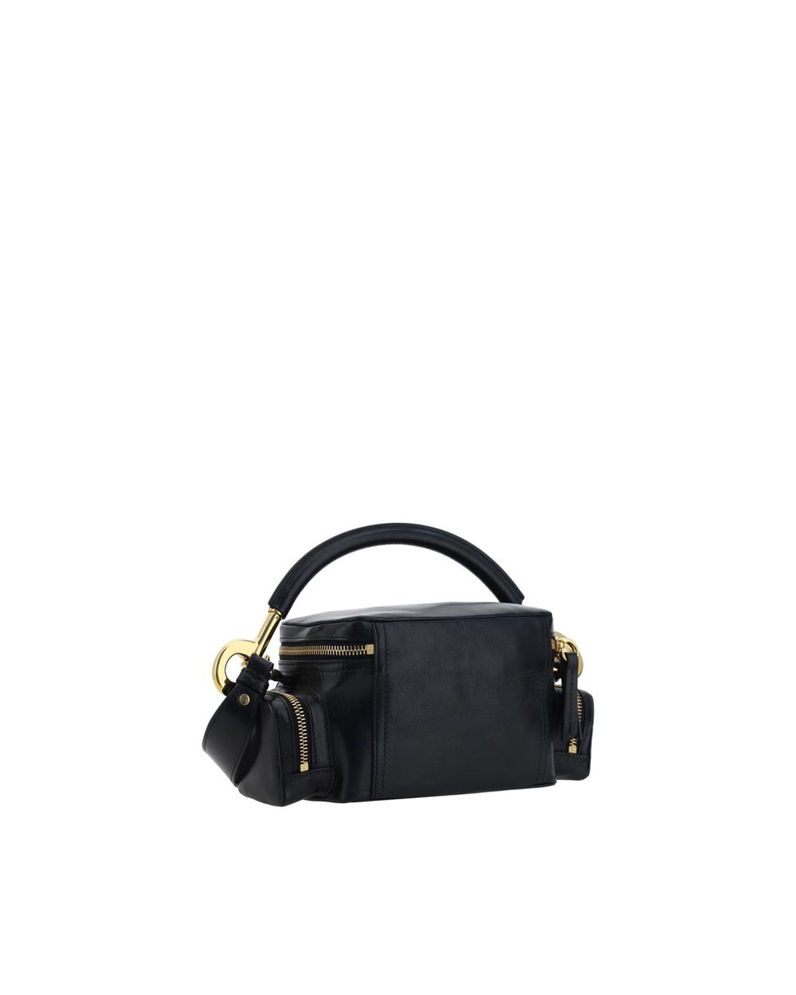 Chloe Woody Small Leather Shoulder Bag Women Black Handbags