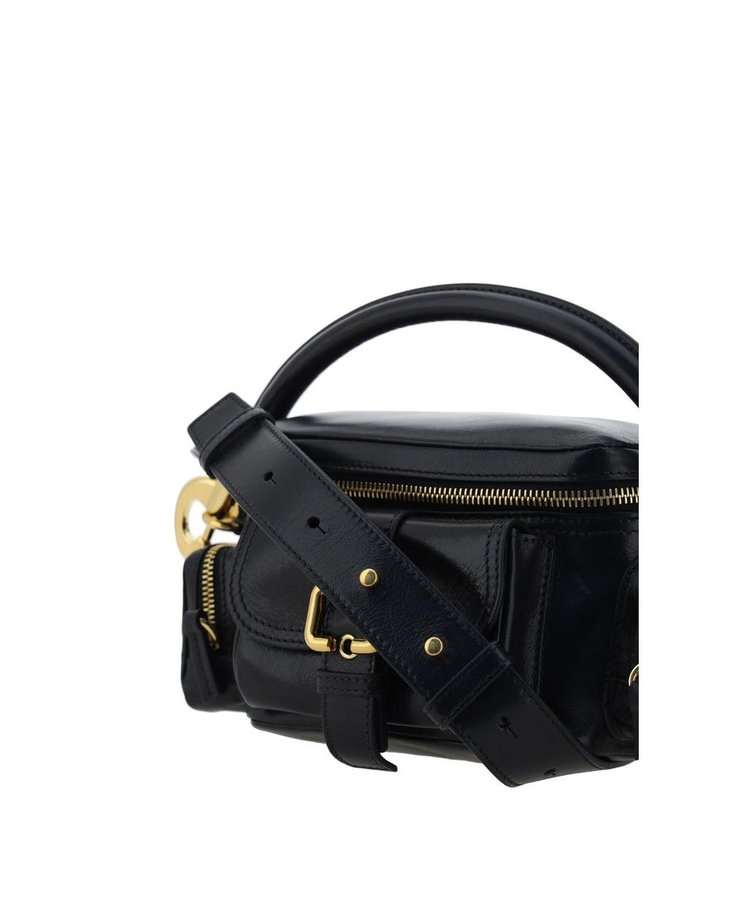 Chloe Woody Small Leather Shoulder Bag Women Black Handbags