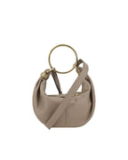 Chloe Woody Small Leather Shoulder Bag Women Beige Handbags