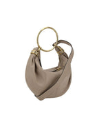 Chloe Woody Small Leather Shoulder Bag Women Beige Handbags