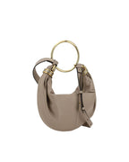 Chloe Woody Small Leather Shoulder Bag Women Beige Handbags