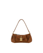Chloe Edith Leather Shoulder Bag Padlock Detail Women Brown
