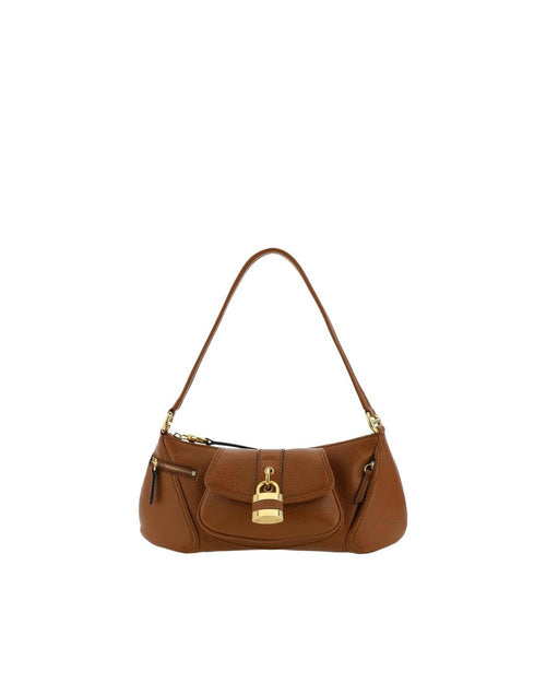 Chloe Edith Leather Shoulder Bag Padlock Detail Women Brown