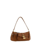 Chloe Edith Leather Shoulder Bag Padlock Detail Women Brown