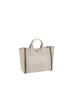 Chloe Woody Tote Bag Medium Canvas Tote Women Beige Handbags