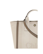Chloe Woody Tote Bag Medium Canvas Tote Women Beige Handbags