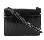 SAINT LAURENT - Black Glossy Eelskin Medium Monogram Sunset Bag