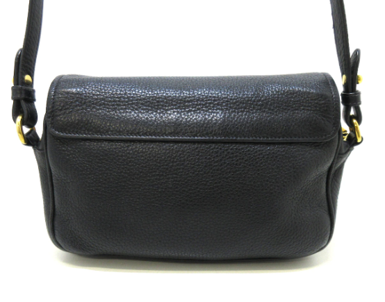 PRADA -  Logo Black Leather Shoulder Bag