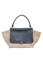 Celine - Beige & Black Large Trapeze Tote Bag