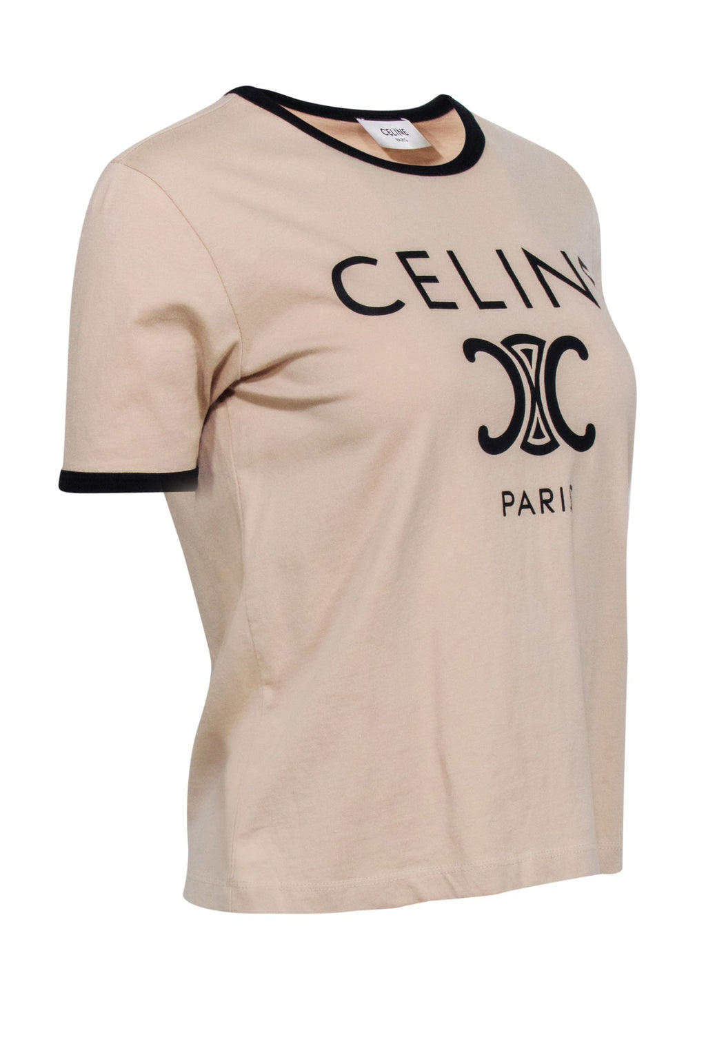Celine - Beige & Black Logo Crewneck T-Shirt Sz S