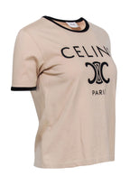 Celine - Beige & Black Logo Crewneck T-Shirt Sz S