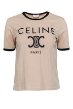 Celine - Beige & Black Logo Crewneck T-Shirt Sz S