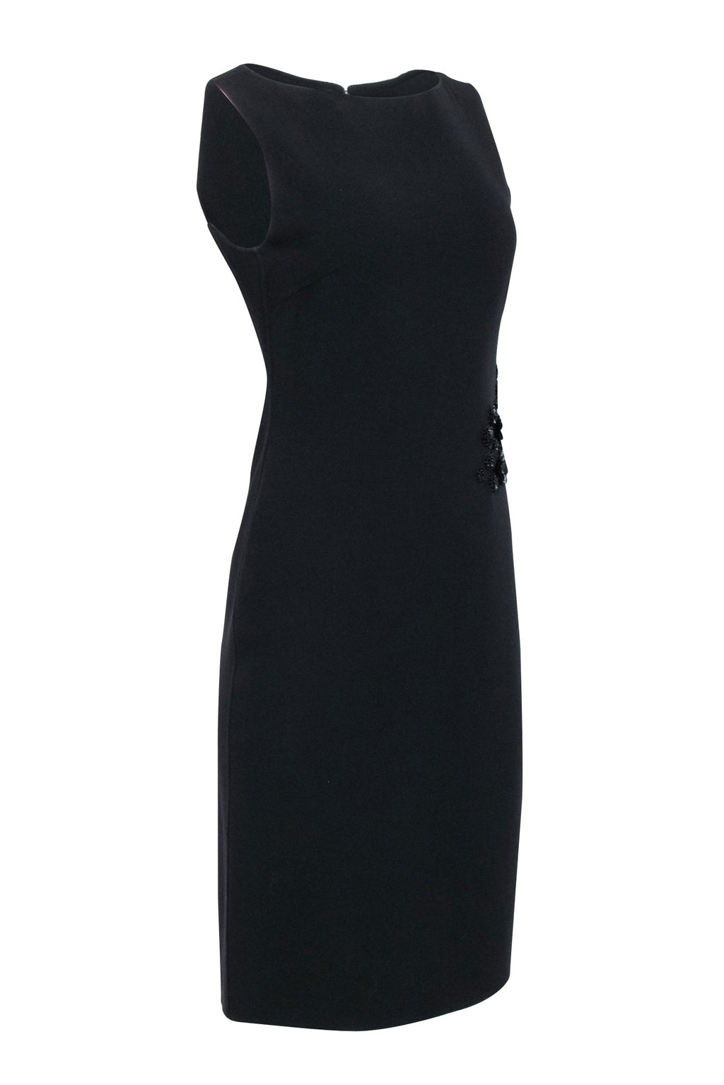 Celine - Black Sleeveless Sheath Dress w/ Side Embellishment Detail Sz 6
