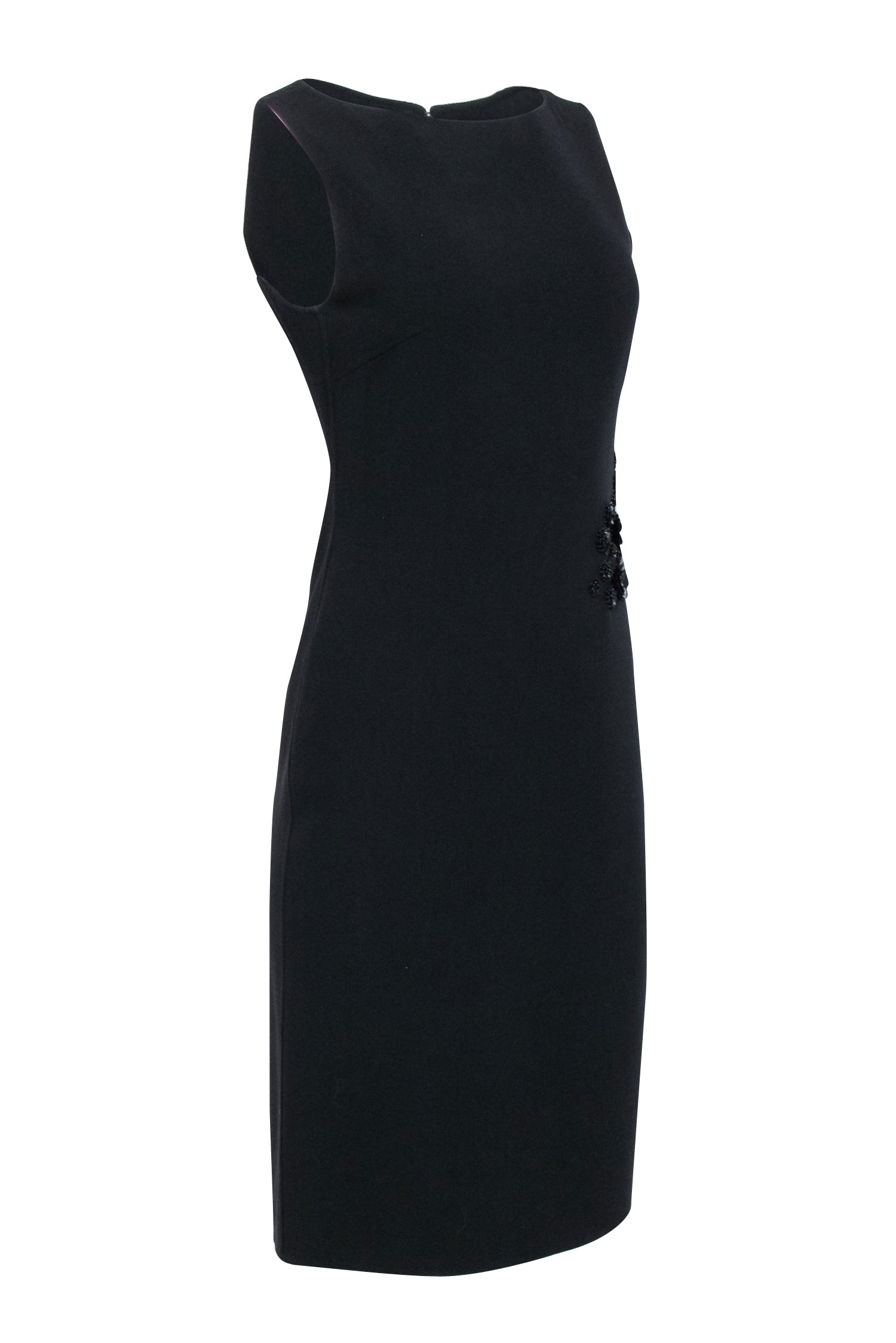 Celine - Black Sleeveless Sheath Dress w/ Side Embellishment Detail Sz 6