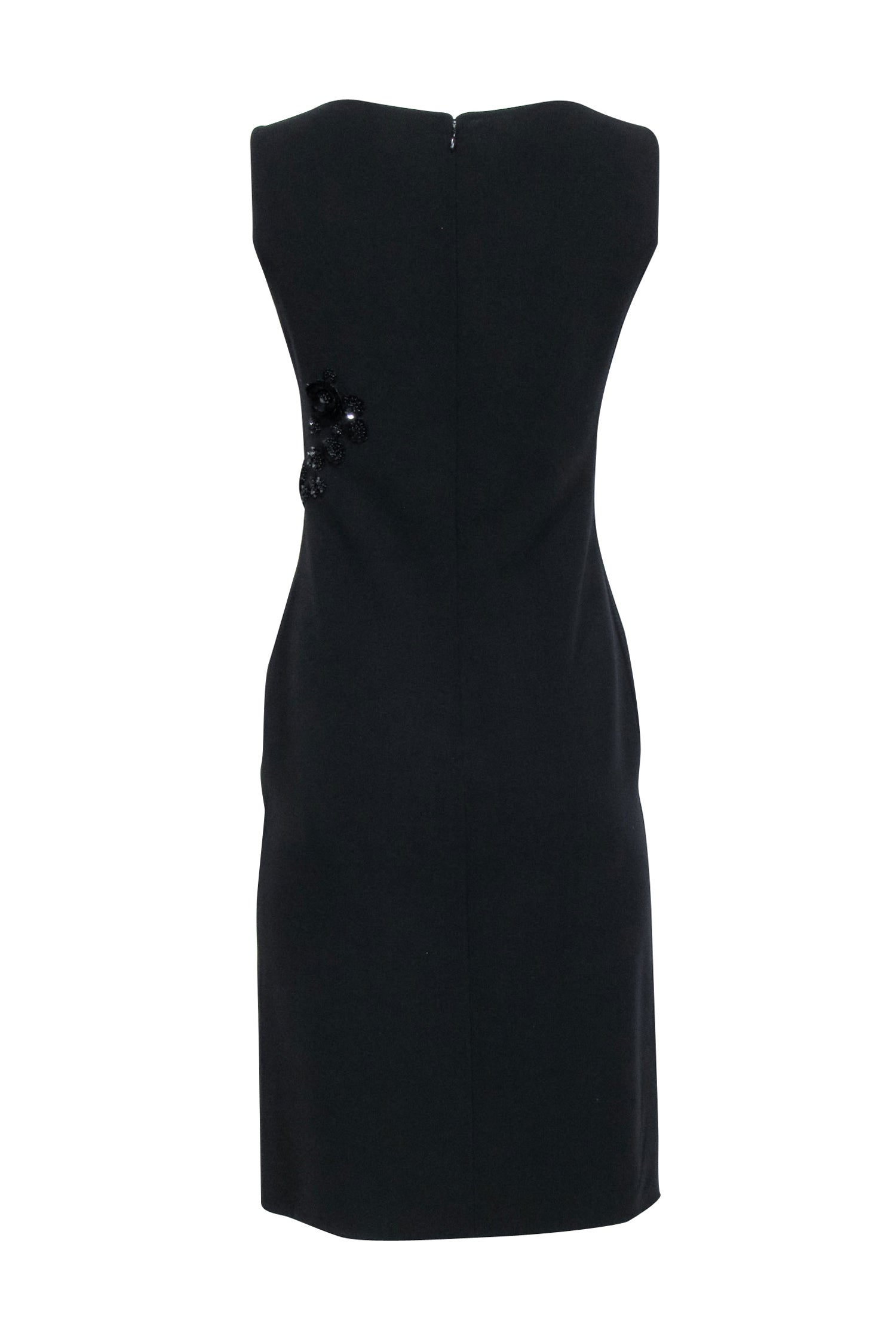 Celine - Black Sleeveless Sheath Dress w/ Side Embellishment Detail Sz 6