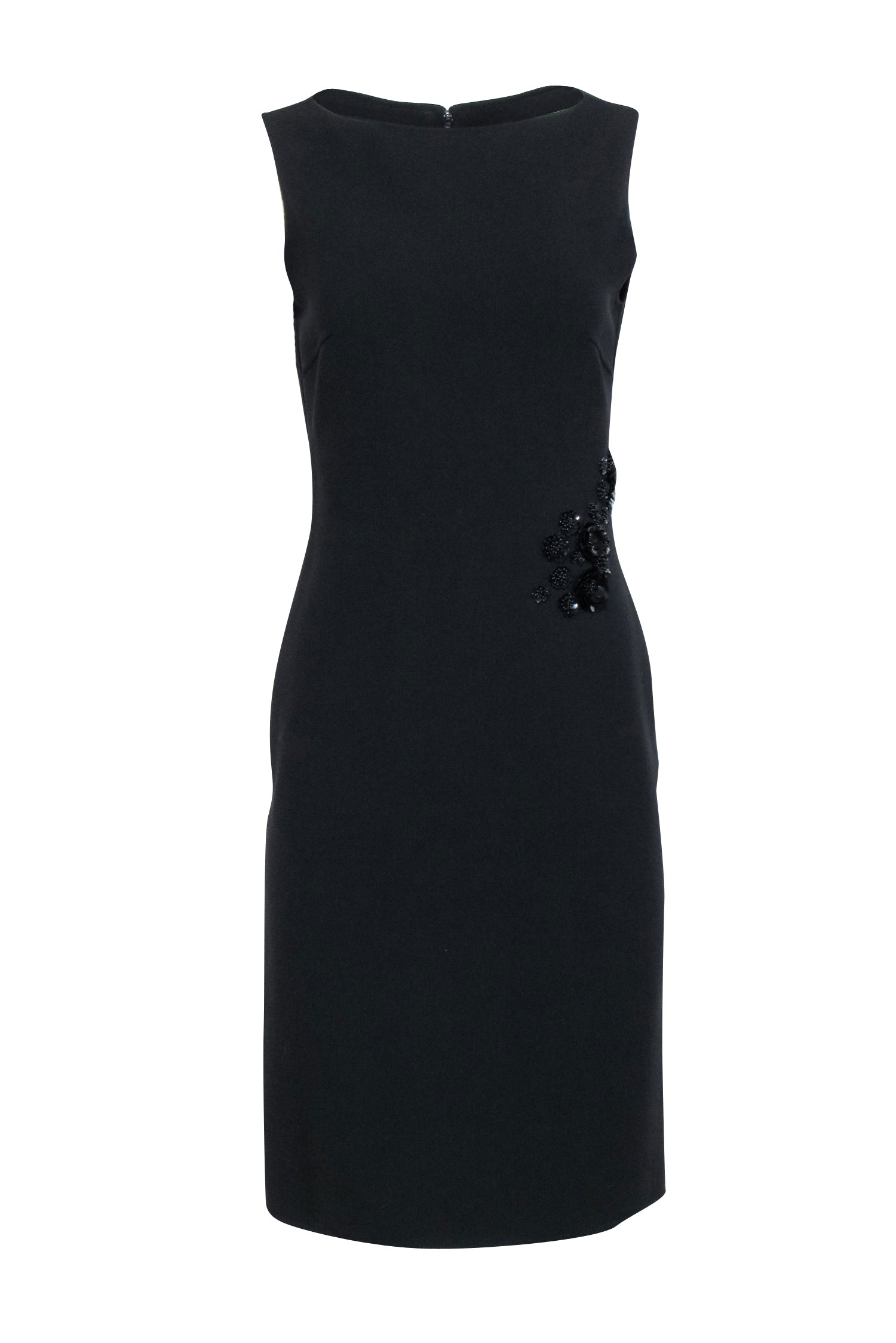 Celine - Black Sleeveless Sheath Dress w/ Side Embellishment Detail Sz 6