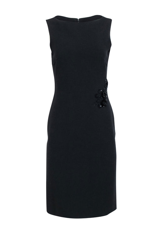 Celine - Black Sleeveless Sheath Dress w/ Side Embellishment Detail Sz 6
