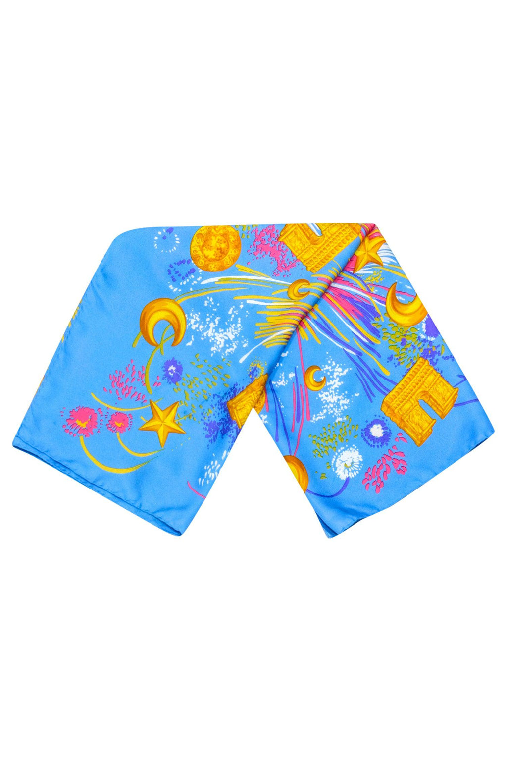 Celine - Blue & Multi Color Print Scarf