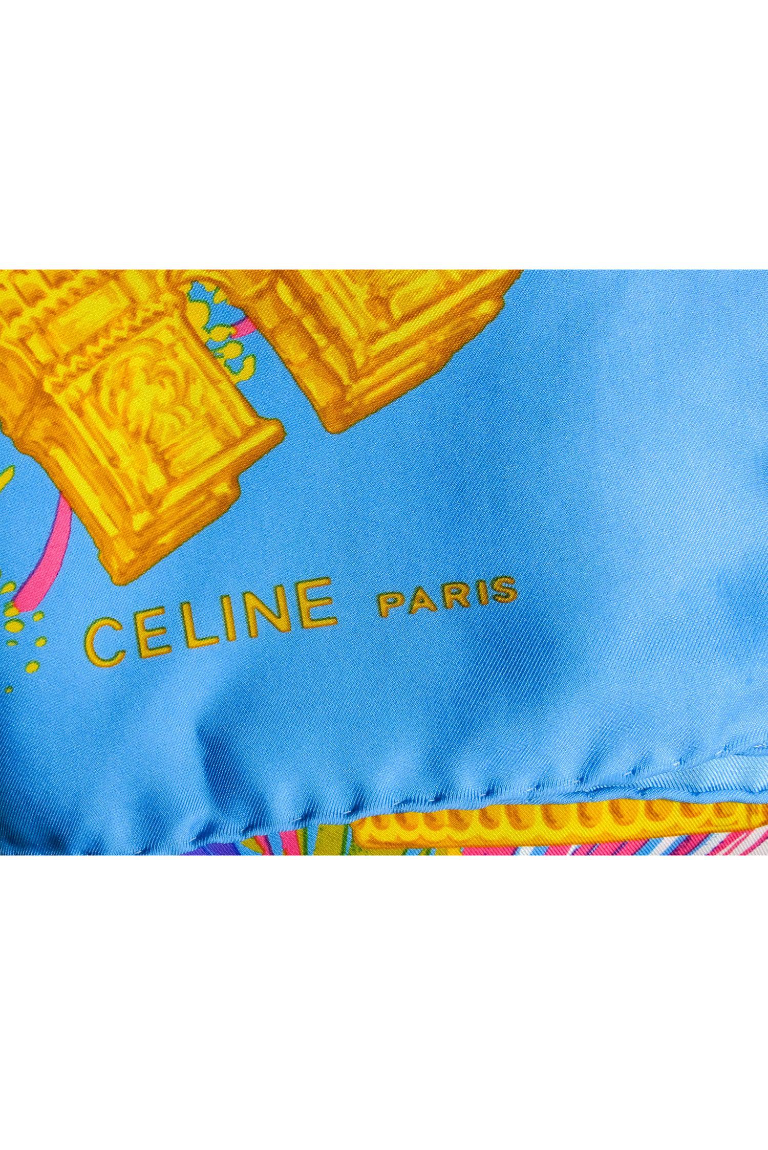 Celine - Blue & Multi Color Print Scarf