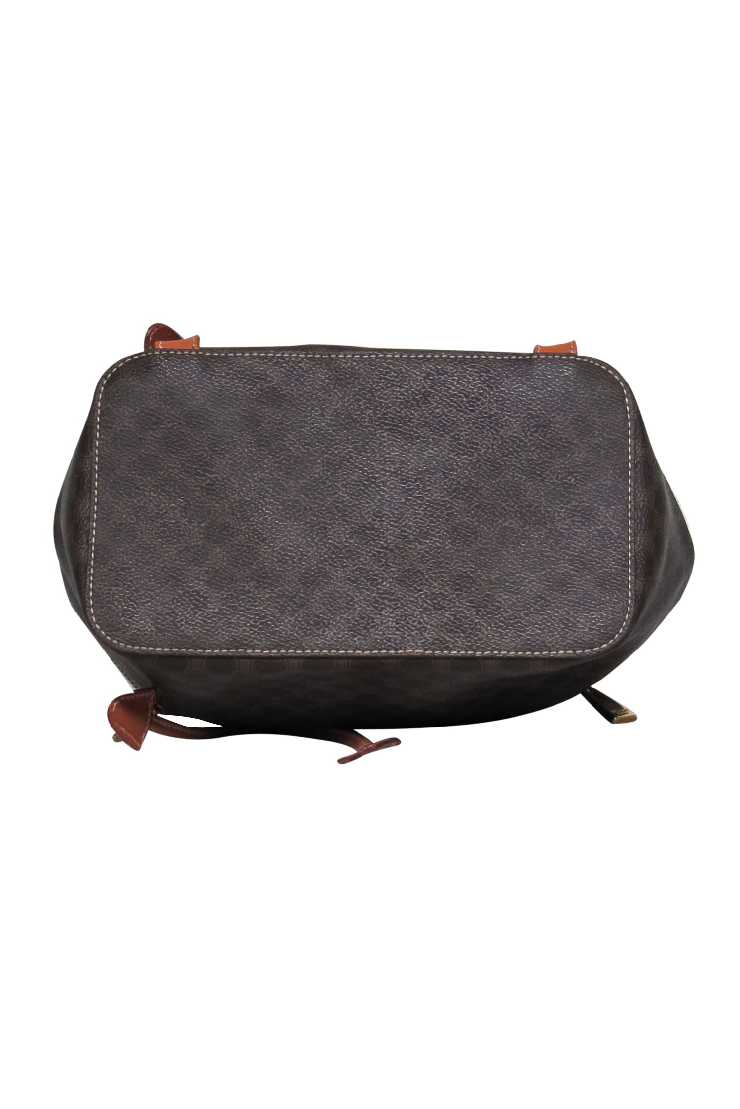 Celine - Brown Pebbled Leather Printed Fold-Over "Borsa Donna" Backpack