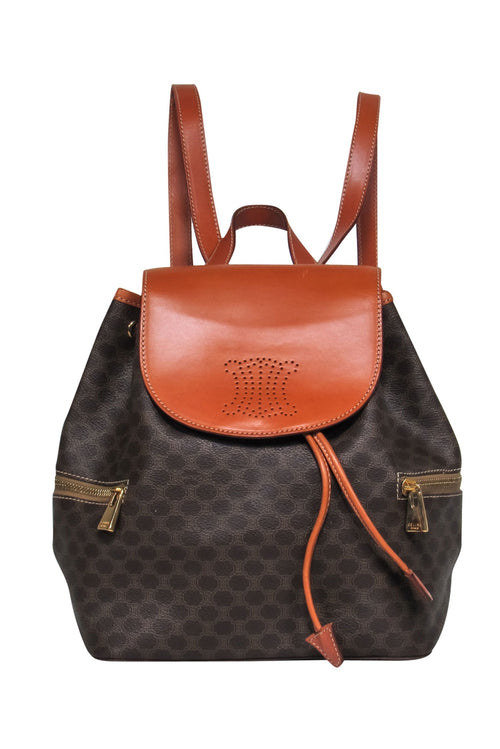 Celine - Brown Pebbled Leather Printed Fold-Over 