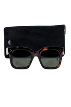 Celine - Brown Tortoise Large Square Sunglasses w/ Three Dot Print