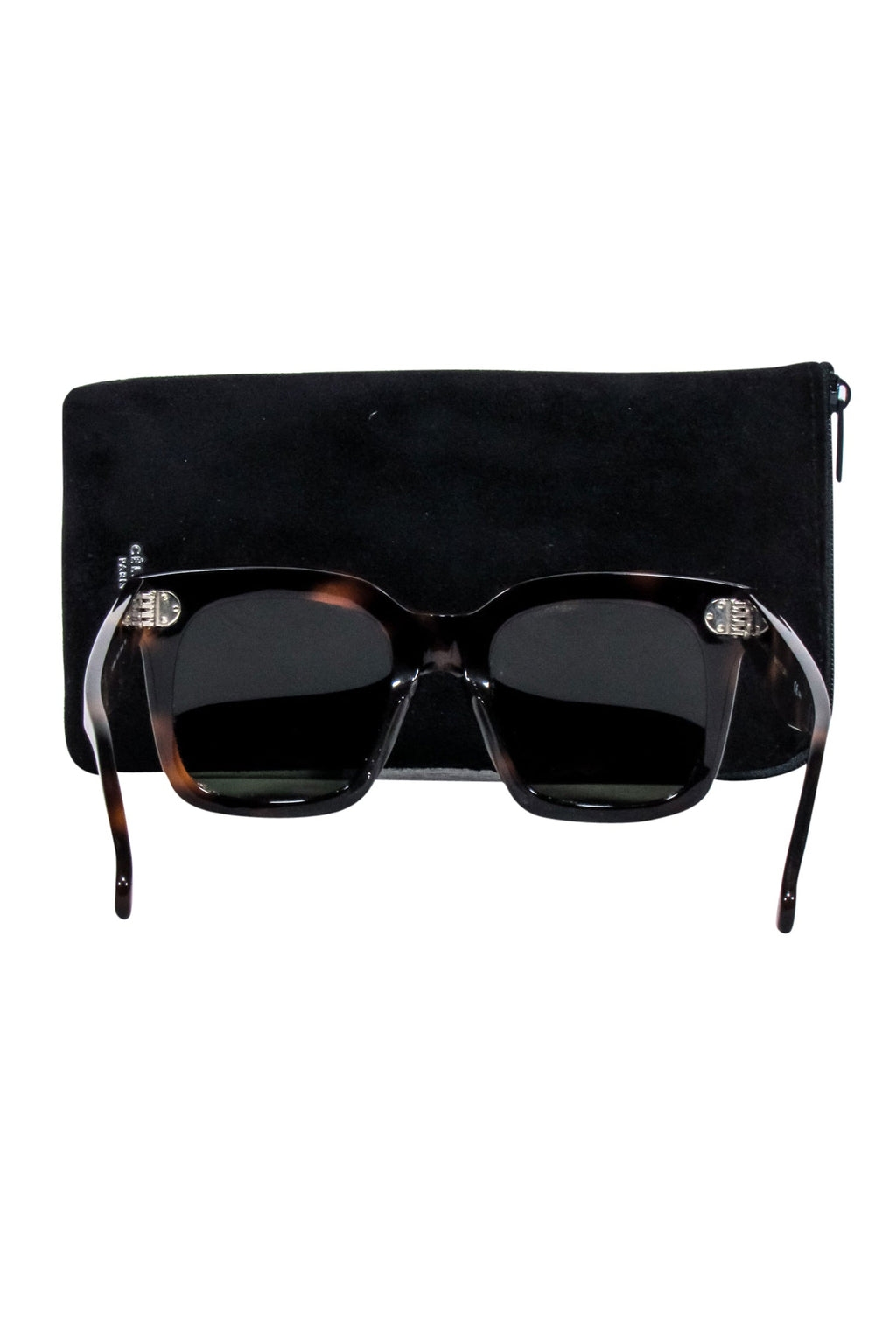 Celine - Brown Tortoise Large Square Sunglasses w/ Three Dot Print