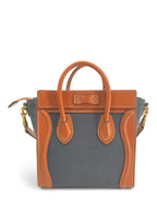 Celine Denim Leather Nano Luggage Bag Brown