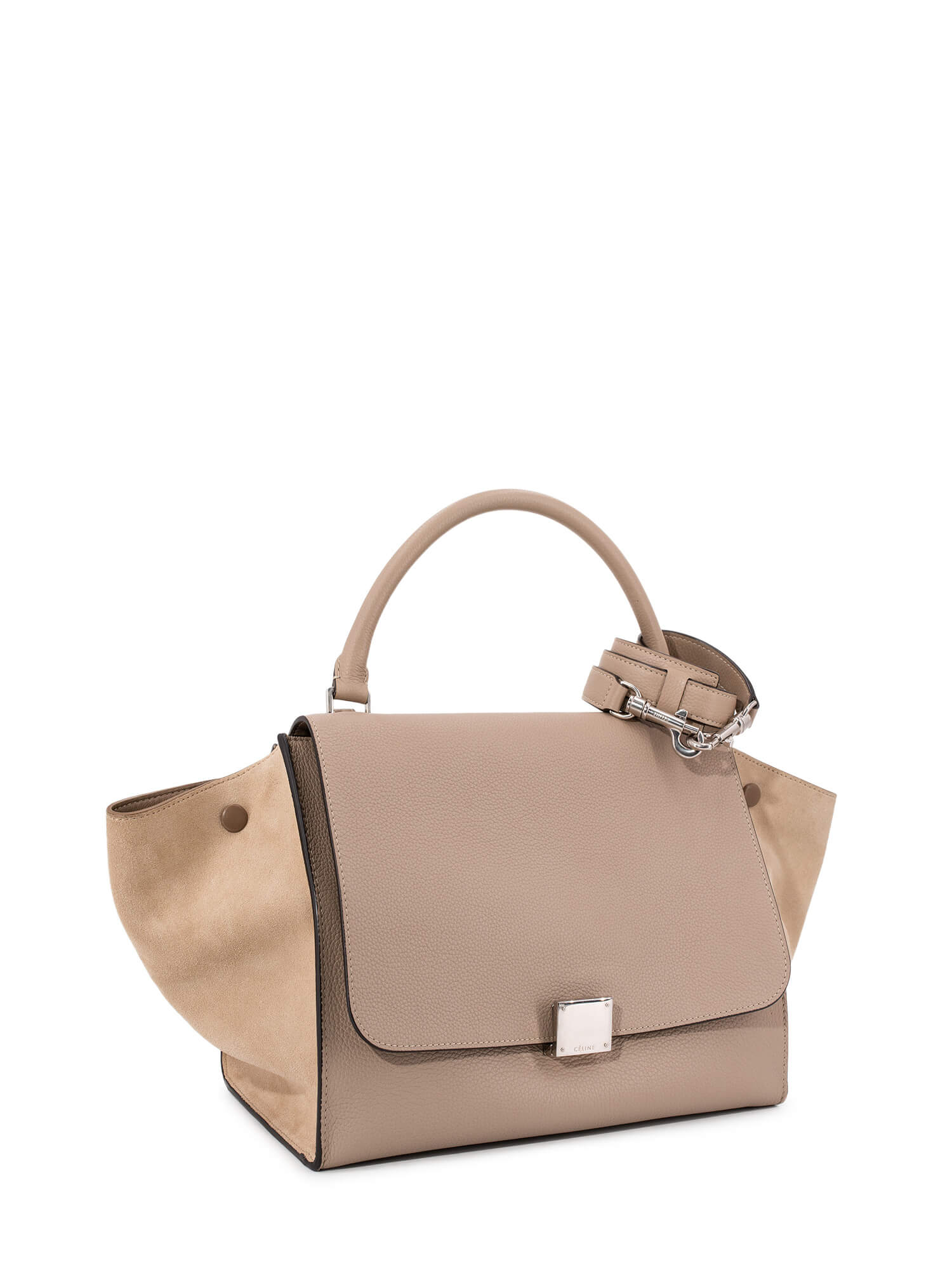Celine Drummed Leather Medium Trapeze Bag Taupe
