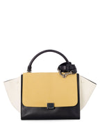 Celine Drummed Leather Medium Tri-Color Trapeze Bag Yellow Black