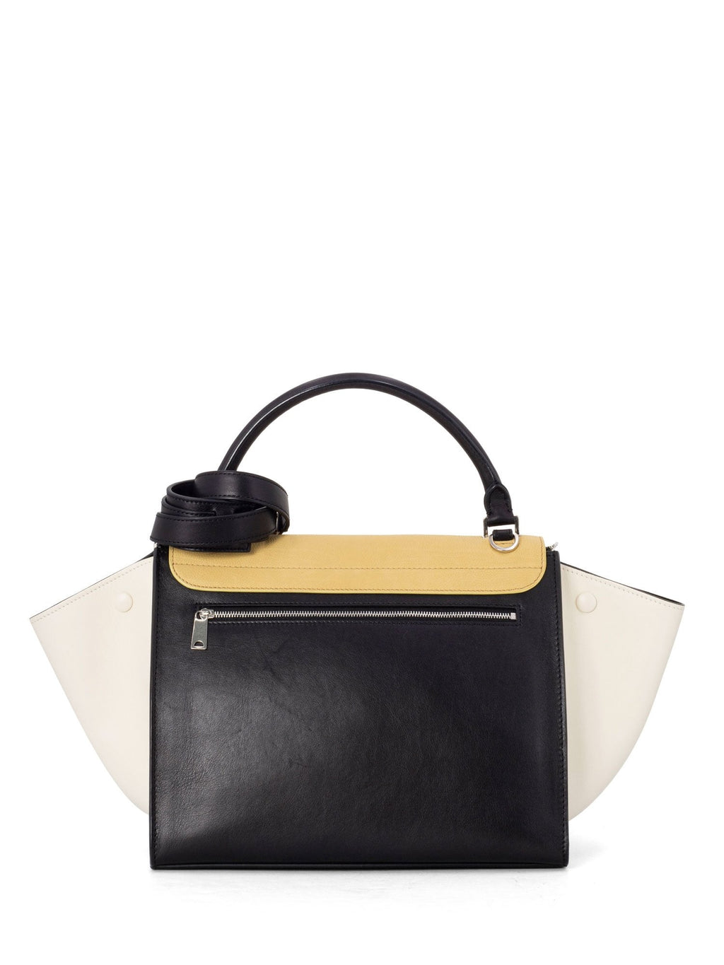 Celine Drummed Leather Medium Tri-Color Trapeze Bag Yellow Black