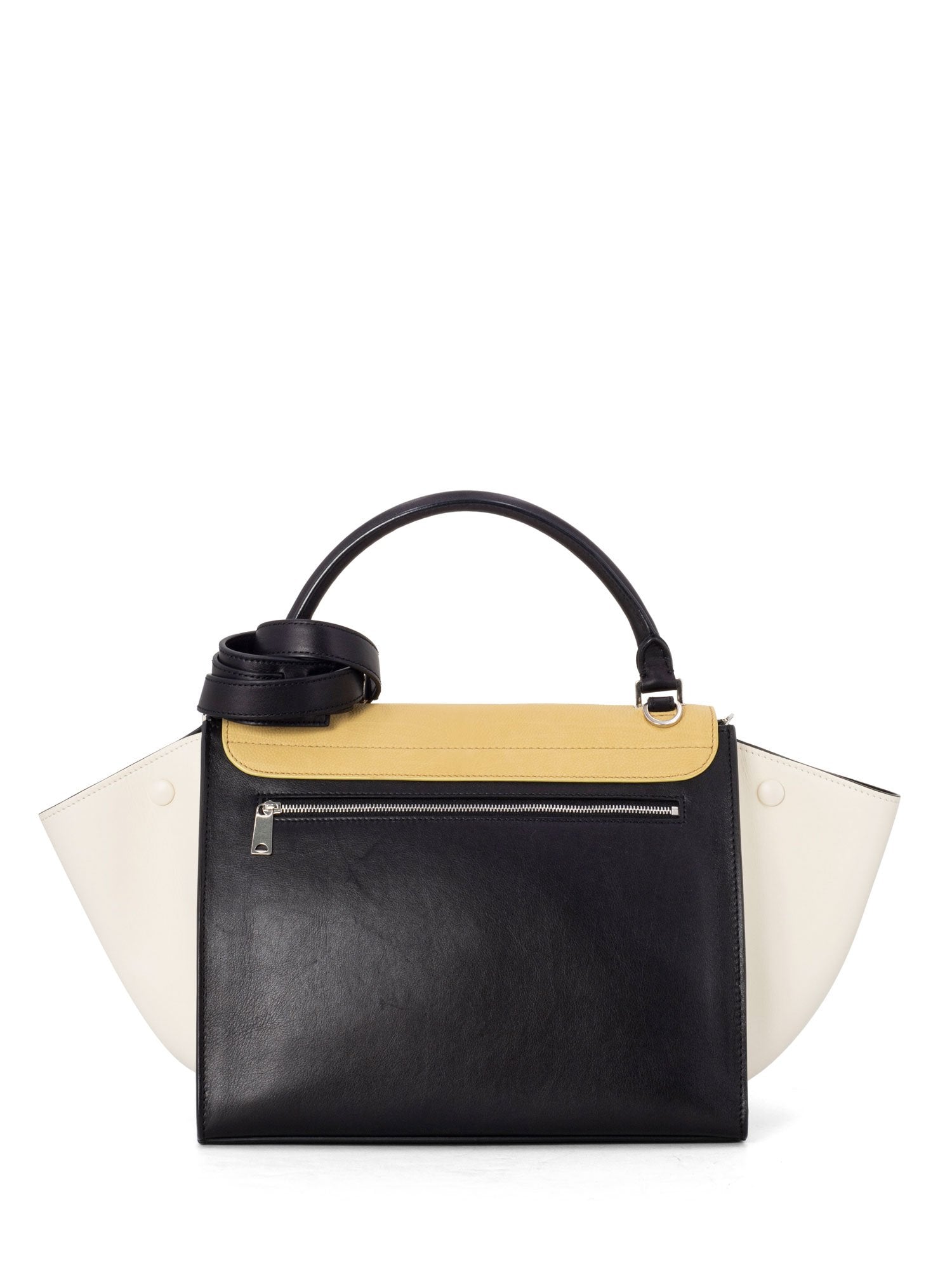 Celine Drummed Leather Medium Tri-Color Trapeze Bag Yellow Black