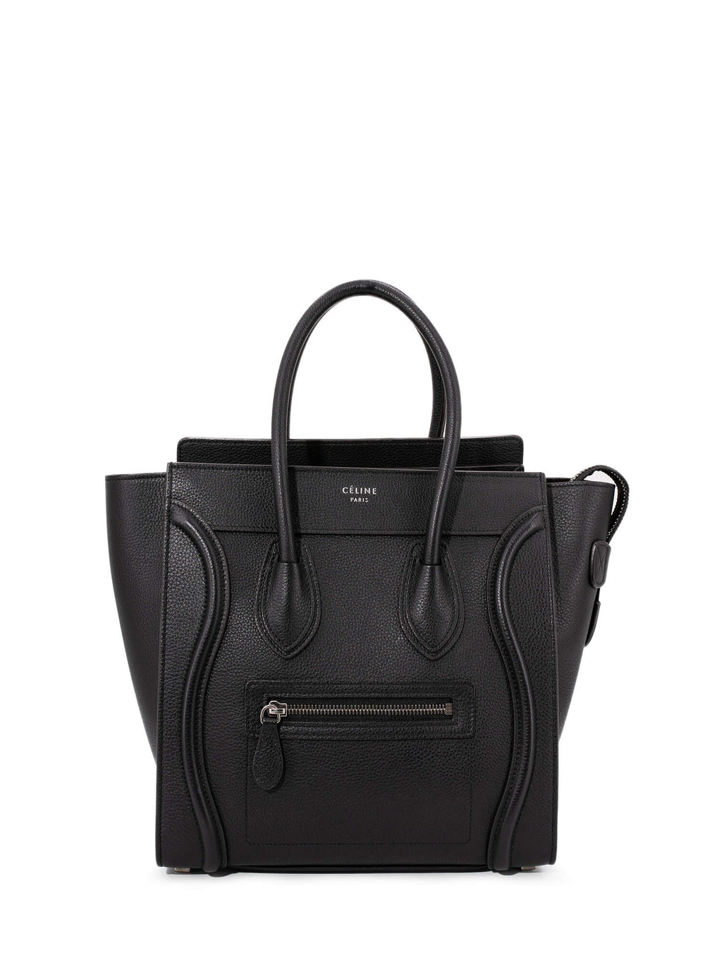 Celine Drummed Leather Micro Luggage Bag Black