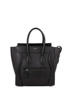 Celine Drummed Leather Micro Luggage Bag Black