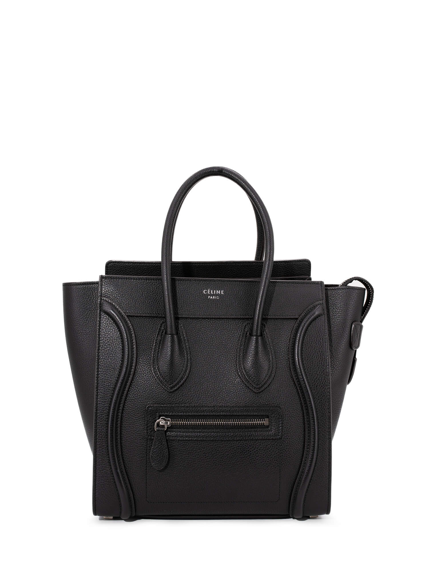 Celine Drummed Leather Micro Luggage Bag Black