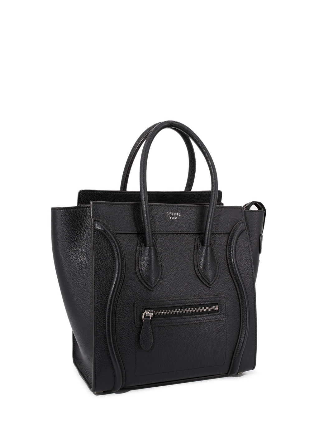 Celine Drummed Leather Micro Luggage Bag Black