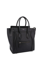 Celine Drummed Leather Micro Luggage Bag Black
