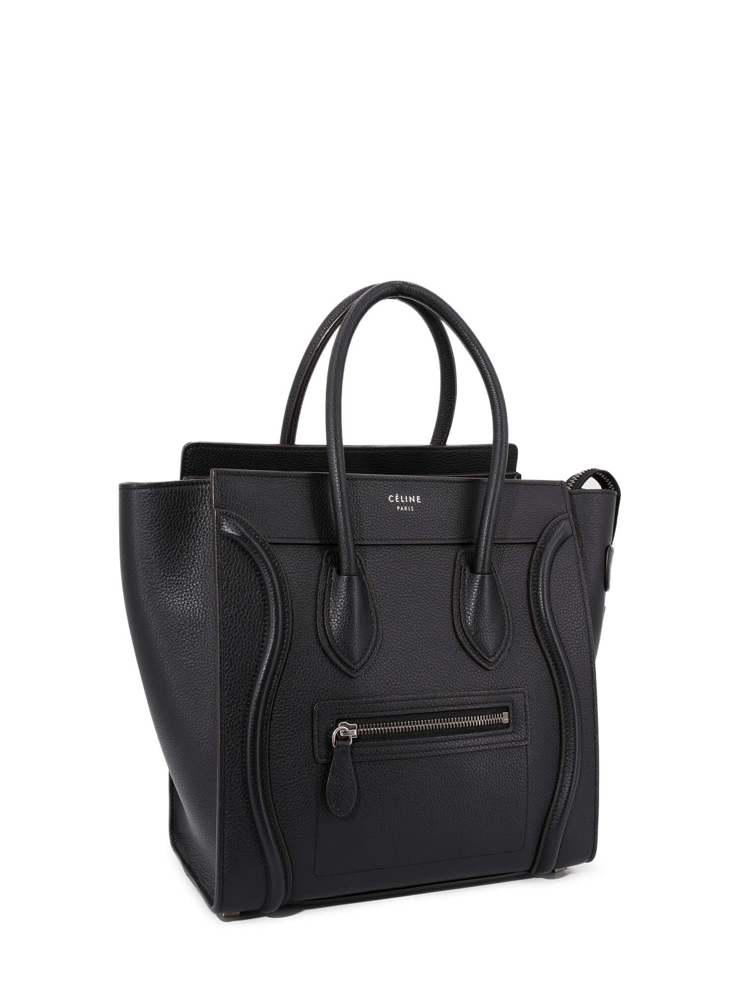 Celine Drummed Leather Micro Luggage Bag Black