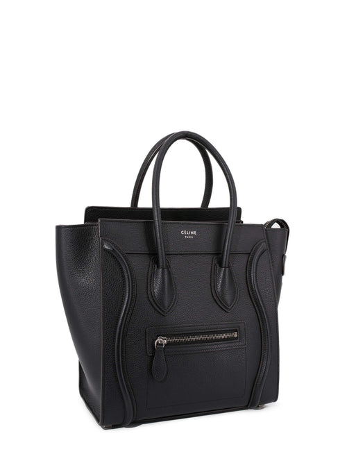 Celine Drummed Leather Micro Luggage Bag Black