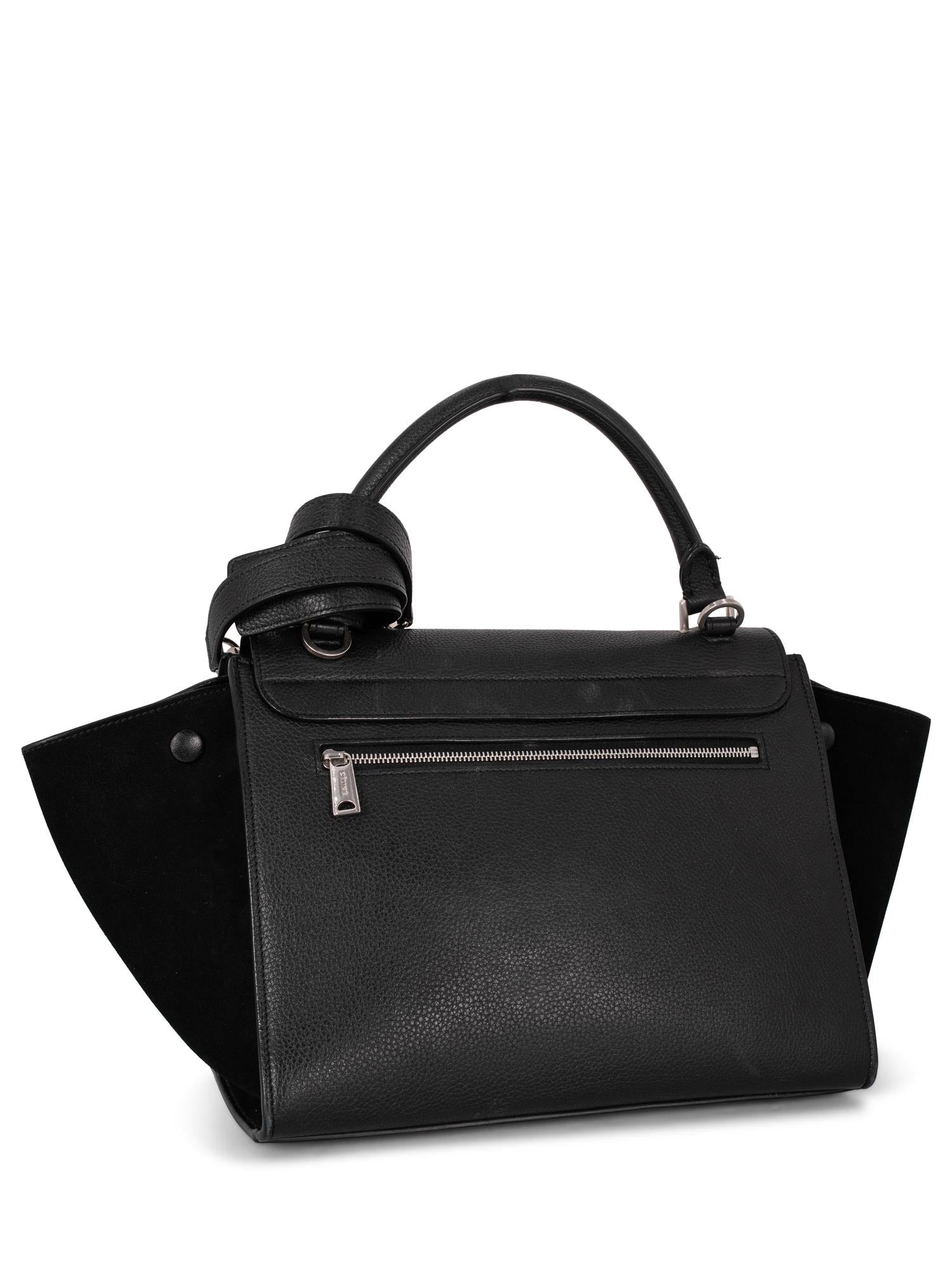 Celine Drummed Leather Mini Trapeze Bag Black